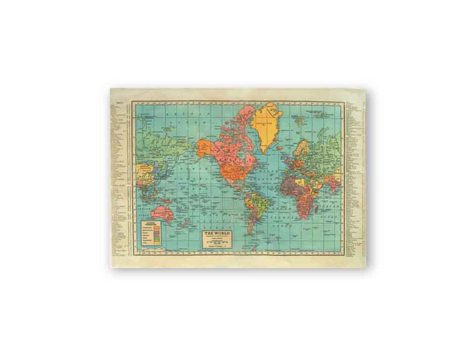 نقشه مخملی جهان  کد ۱ - سایز کوچک